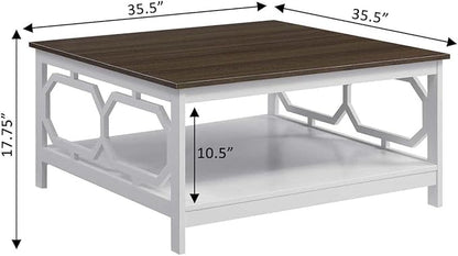 Convenience Concepts Omega Square 36" Coffee Table, Driftwood Top / White Frame