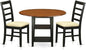 East West Furniture SUPF3-BCH-C 3 Piece Dining Room Table Set Contains a Round Kitchen Table with Dropleaf & Shelves and 2 Linen Fabric Upholstered Chairs, 42x42 Inch, Black & Cherry