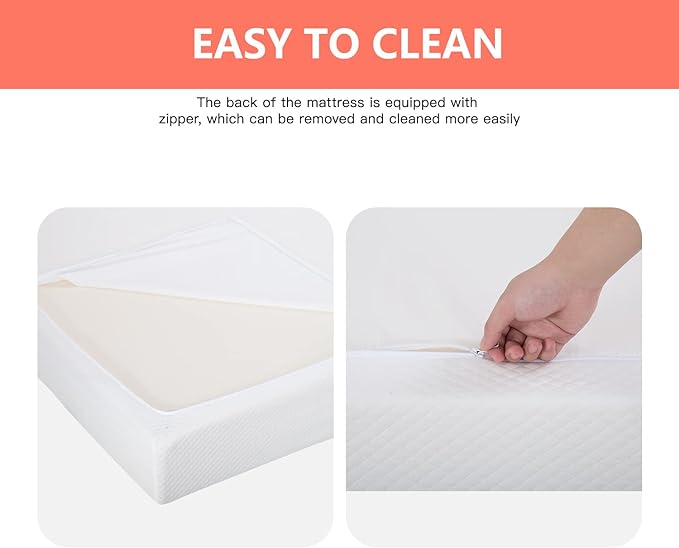 FDW | 5 Inch Full Mattress | Medium Firm | Gel Memory Foam Mattress | White | Bed in a Box, CertiPUR-US Certified | Pressure Relief, Cooling Ventilated Foam | Washable Removable Cover