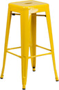 Flash Furniture Commercial Grade 30" High Backless Yellow Metal Indoor-Outdoor Barstool with Square Seat