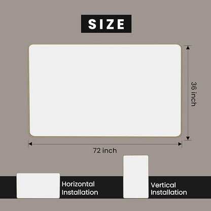Bronze Bathroom Mirror 72x36 Inch, Brushed Bronze Metal Frame Mirror for Wall, Rounded Rectangle Bathroom Vanity Mirror with Tempered Glass, Anti-Rust, Horizontal/Vertical