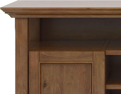 SIMPLIHOME Amherst 54-inch Wide Solid Wood TV Stand in Medium Saddle Brown, Transitional-Style Media Console for Living Room with Adjustable Shelves and Cable Management