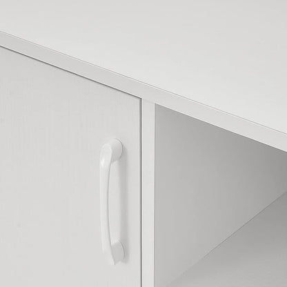 Panana TV Stand for TV up to 50 Inches, 2 Doors Entertainment Center with Open Shelves Storage, TV Console Unit for Living Room Bedroom (White)