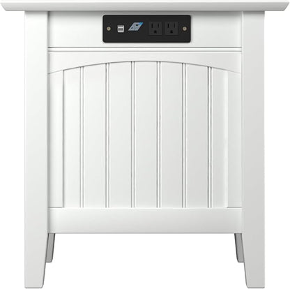 AFI Nantucket Chair Side Table with Built-in Charger in White
