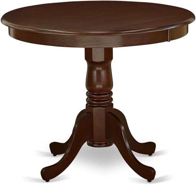 East West Furniture ANCA5-MAH-LC 5 Piece Dining Table Set for 4 Includes a Round Kitchen Table with Pedestal and 4 Faux Leather Dining Room Chairs, 36x36 Inch, Mahogany