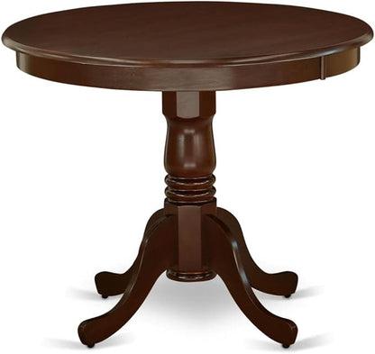 East West Furniture ANCA3-MAH-W 3 Piece Dining Table Set for Small Spaces Contains a Round Kitchen Table with Pedestal and 2 Dining Room Chairs, 36x36 Inch, Mahogany