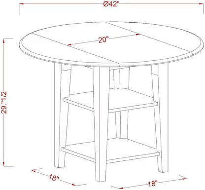 East West Furniture SUAN3-BCH-C 3 Piece Dining Room Table Set Contains a Round Kitchen Table with Dropleaf & Shelves and 2 Linen Fabric Upholstered Chairs, 42x42 Inch, Black & Cherry