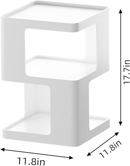 White Nightstands, Modern Side Table with 3 Tiers Storage, White End Table for Couch, Living Room Bedroom, Bedside Tables No Assembly Required