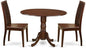East West Furniture DLIP3-MAH-W 3 Piece Dining Room Furniture Set Contains a Round Kitchen Table with Dropleaf and 2 Dining Chairs, 42x42 Inch, Mahogany