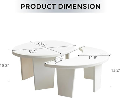Coffee Table Set of 2, Modern Nesting Tables for Living Room, Accent Table