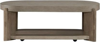Liberty Furniture Affinity Opt 3 Piece Set - Oval Cocktail Table, 2 End Tables - Dusty Taupe Faux Concrete Tops