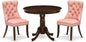 East West Furniture ANDA3-AWA-23 3 Piece Dining Set Contains a Round Kitchen Table with Pedestal and 2 Polyester Fabric Upholstered Parson Chairs, 36x36 Inch, Antique Walnut