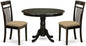 East West Furniture HLCA3-CAP-C 3 Piece Modern Dining Table Set Contains a Round Wooden Table with Pedestal and 2 Linen Fabric Upholstered Dining Chairs, 42x42 Inch, Cappuccino