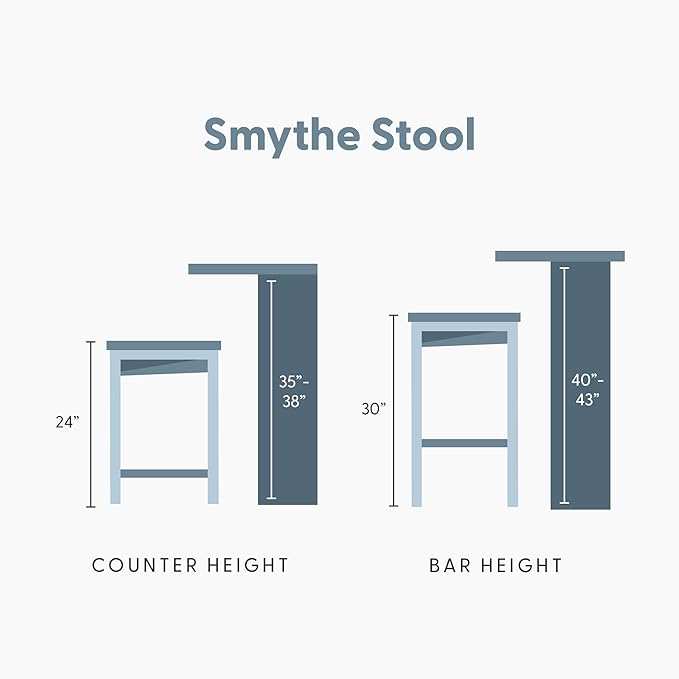 Plank+Beam Smythe Counter Stool, 24", Set of 2, Sturdy Wood Modern Kitchen Counter Height Stool, Saddle Seat Backless Counter Chair, Metal Footrest, Pecan