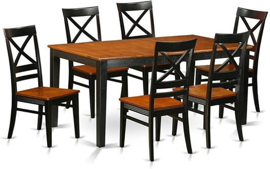 East West Furniture NIQU7-BCH-W 7 Piece Dining Room Table Set Consist of a Rectangle Kitchen Table with Butterfly Leaf and 6 Dining Chairs, 36x66 Inch, Black & Cherry