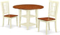 East West Furniture SUNI3-BMK-W 3 Piece Kitchen Table Set for Small Spaces Contains a Round Dining Room Table with Dropleaf & Shelves and 2 Dining Chairs, 42x42 Inch, Buttermilk & Cherry
