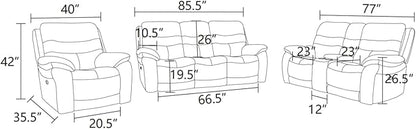Electric Power Reclining Arm-Chair, Electric Genuine Breathing Leather Recliner Chair, Comfy Wide Lazy Top Grain Leather Chair with USB Port for Living Room (Grey, Single Chair)