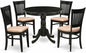 East West Furniture ANVA5-BLK-C 5 Piece Dining Room Furniture Set Includes a Round Dining Table with Pedestal and 4 Linen Fabric Upholstered Chairs, 36x36 Inch, Black