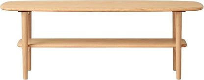 KEIKI 100% Solid Wood Coffee Table, Center Table, Modern Coffee Table with 2-Tier Storage Shelves for Living Room and Small Spacee