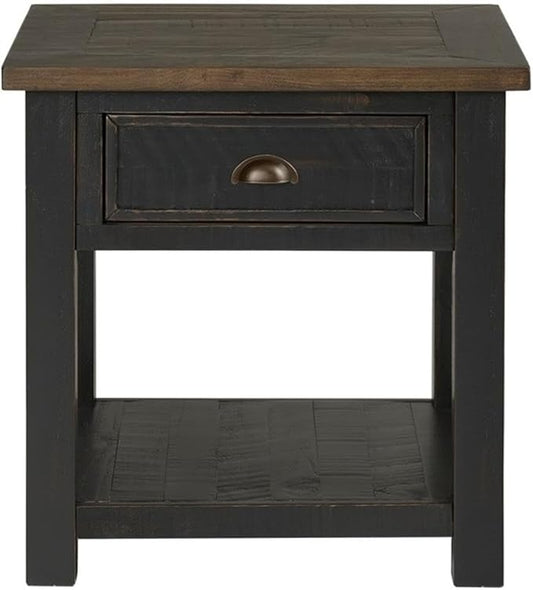 Martin Svensson Home Solid Wood End Table, Black with Brown Top
