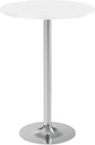Shahoo Round Bar Table, Cocktail Tables with Metal Base & MDF Top, for Bistro Pub, Cafe, Silver and White