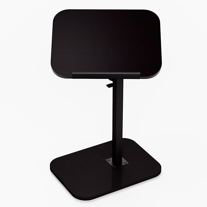 Foldable End Table,17"-31" Adjustable Height,Swivel and Turnable Desktop,TV Tray,Side Table for Small Spaces (Black, 15.7" x 11.8")