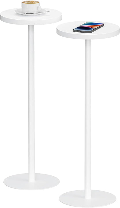 TUTOTAK Tall Round Side Table, Small End Table, Set of 2, Beside Table, Drink Table, Pedestal Side Table, livingroom, White TB01BW0652