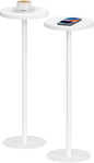 TUTOTAK Tall Round Side Table, Small End Table, Set of 2, Beside Table, Drink Table, Pedestal Side Table, livingroom, White TB01BW0652