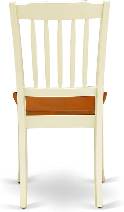 East West Furniture QUDA9-BMK-W 9 Piece Dining Table Set Includes a Rectangle Wooden Table with Butterfly Leaf and 8 Dining Room Chairs, 40x78 Inch, Buttermilk & Cherry