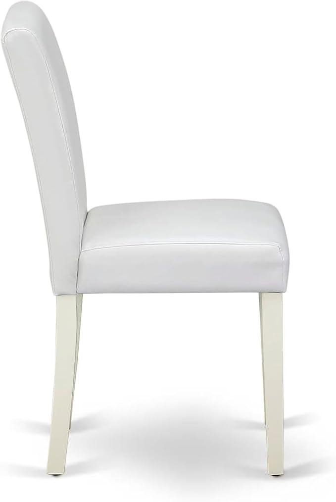East West Furniture V027AB264-7 7 Piece Dining Room Furniture Set Consist of a Rectangle Dining Table with V-Legs and 6 White Faux Leather Upholstered Chairs, 40x72 Inch, Multi-Color