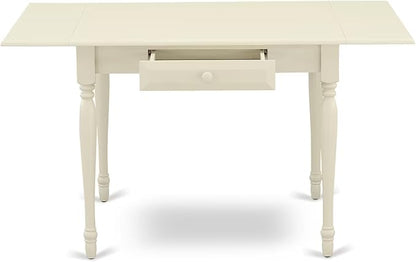 East West Furniture MZDA3-LWH-W 3 Piece Dining Room Furniture Set Contains a Rectangle Kitchen Table with Dropleaf and 2 Dining Chairs, 36x54 Inch, Linen White