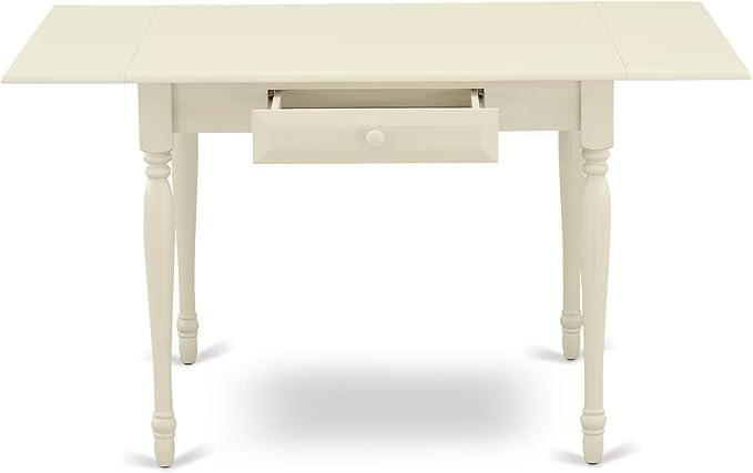 East West Furniture MZGR3-LWH-W 3 Piece Kitchen Table & Chairs Set Contains a Rectangle Dining Table with Dropleaf and 2 Dining Room Chairs, 36x54 Inch, Linen White