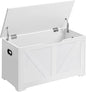 VASAGLE Storage Chest, Storage Trunk with 2 Safety Hinges, Storage Bench, Shoe Bench, Farmhouse Style, 15.7 x 31.5 x 18.1 Inches, for Entryway, Bedroom, Living Room, Cloud White ULSB062T14