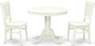 East West Furniture ANVA3-LWH-W 3 Piece Dining Room Furniture Set Contains a Round Dining Table with Pedestal and 2 Wood Seat Chairs, 36x36 Inch, Linen White