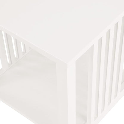 OSP Home Furnishings Sierra Side Table with Lower Storage Shelf and Mission Style Side Panels, White