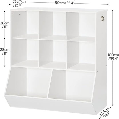 HOOBRO Kids Bookshelf, Toy Storage Organzier with 8 Cubicles, Bookcase Footboard, Bookshelf for Kids, for Playroom, Nursery, Bedroom, and School, White WT35CW01G1