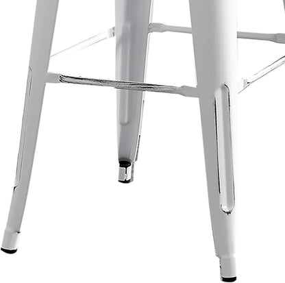 AC Pacific 30” Metal Barstool Set of 2 – Country Rustic Style with Low Back, Lightweight & Sturdy Build, Easy Assembly – Distressed Snow White