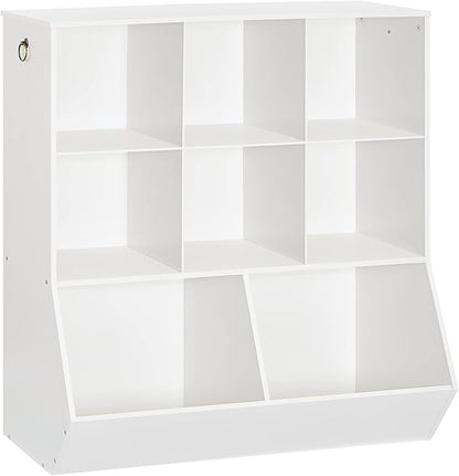 HOOBRO Kids Bookshelf, Toy Storage Organzier with 8 Cubicles, Bookcase Footboard, Bookshelf for Kids, for Playroom, Nursery, Bedroom, and School, White WT35CW01G1