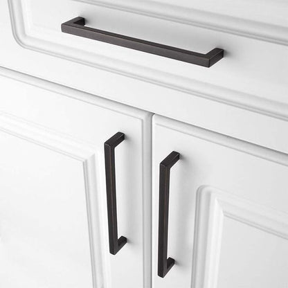 KOOFIZO Solid Square Bar Cabinet Handle - Oil Rubbed Bronze Furniture Pull, 6.3 Inch/160mm Screwhole Distance, 10-Pack for Kitchen Cupboard Door, Bedroom Dresser Drawer, Bathroom Wardrobe Hardware