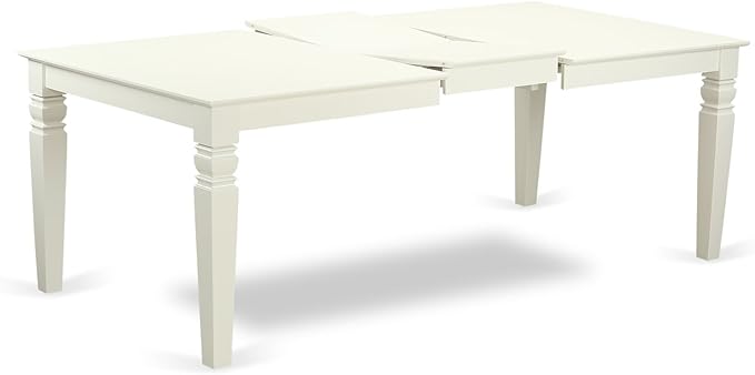 East West Furniture LGDR9-LWH-07 9 Piece Dining Room Set Includes a Rectangle Kitchen Table with Butterfly Leaf and 8 Gray Linen Fabric Parsons Dining Chairs, 42x84 Inch, Linen White