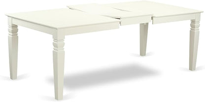 East West Furniture LGDR9-LWH-07 9 Piece Dining Room Set Includes a Rectangle Kitchen Table with Butterfly Leaf and 8 Gray Linen Fabric Parsons Dining Chairs, 42x84 Inch, Linen White