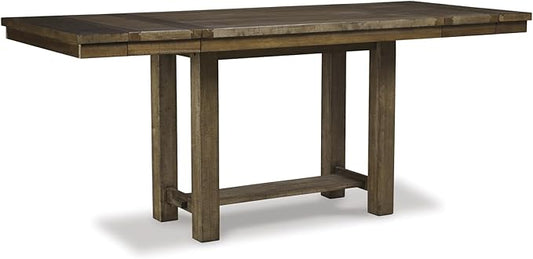 Signature Design by Ashley Moriville Rustic Farmhouse 36" Counter Height Dining Extension Table, Brown