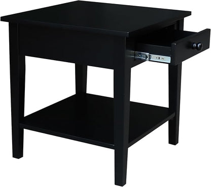 IC INTERNATIONAL CONCEPTS Solid Wood Spencer End Table, Black