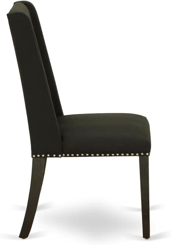 East West Furniture V677FL624-5 5 Piece Dining Set Includes a Rectangle Dining Room Table with V-Legs and 4 Black Linen Fabric Upholstered Parson Chairs, 40x72 Inch, Multi-Color