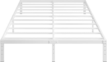 12 Inch White King Size Bed Frame, Heavy Duty King Size Platform Bed Frame, Mattress Foundation, No Box Spring Needed, Easy Assembly, Noise-Free