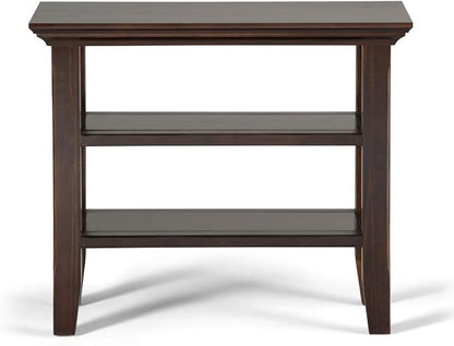 SIMPLIHOME Acadian 14-inch Wide Solid Wood Narrow End Table in Brunette Brown, Transitional-Style Side Table for Living Room, Bedroom, or Family Room with 2 Open Shelves