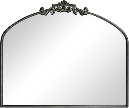 Wall Mirror Window Decorative Traditional Mirrors Antique Arched Farmhouse for Living Room Bedroom Entryway Bathroom Vanity 30 * 36 * 1.2,Black