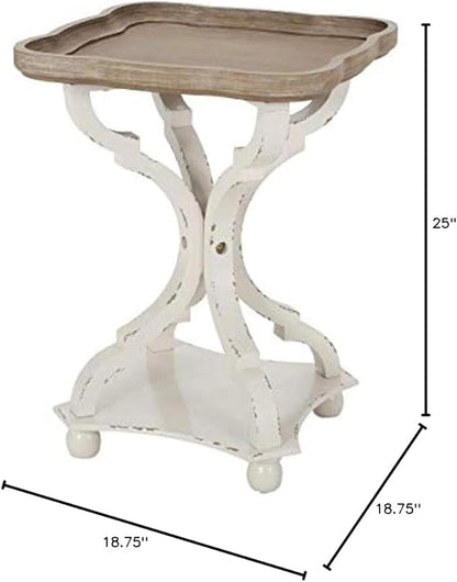 Christopher Knight Home Eudora French Country Accent Table with Square Top, Natural + Distressed White