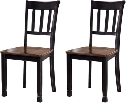Signature Design by Ashley Owingsville Modern Farmhouse Dining Room Side Chair, Set of 2, Black and Brown