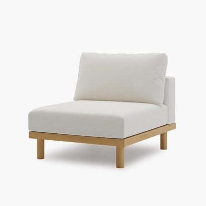 Acanva Minimalist Modular Sectional Sofa for Living Room, Wide & Deep Seat Convertible Furniture Set with Metal Frame and Movable Covers, Armless Chair, Off White